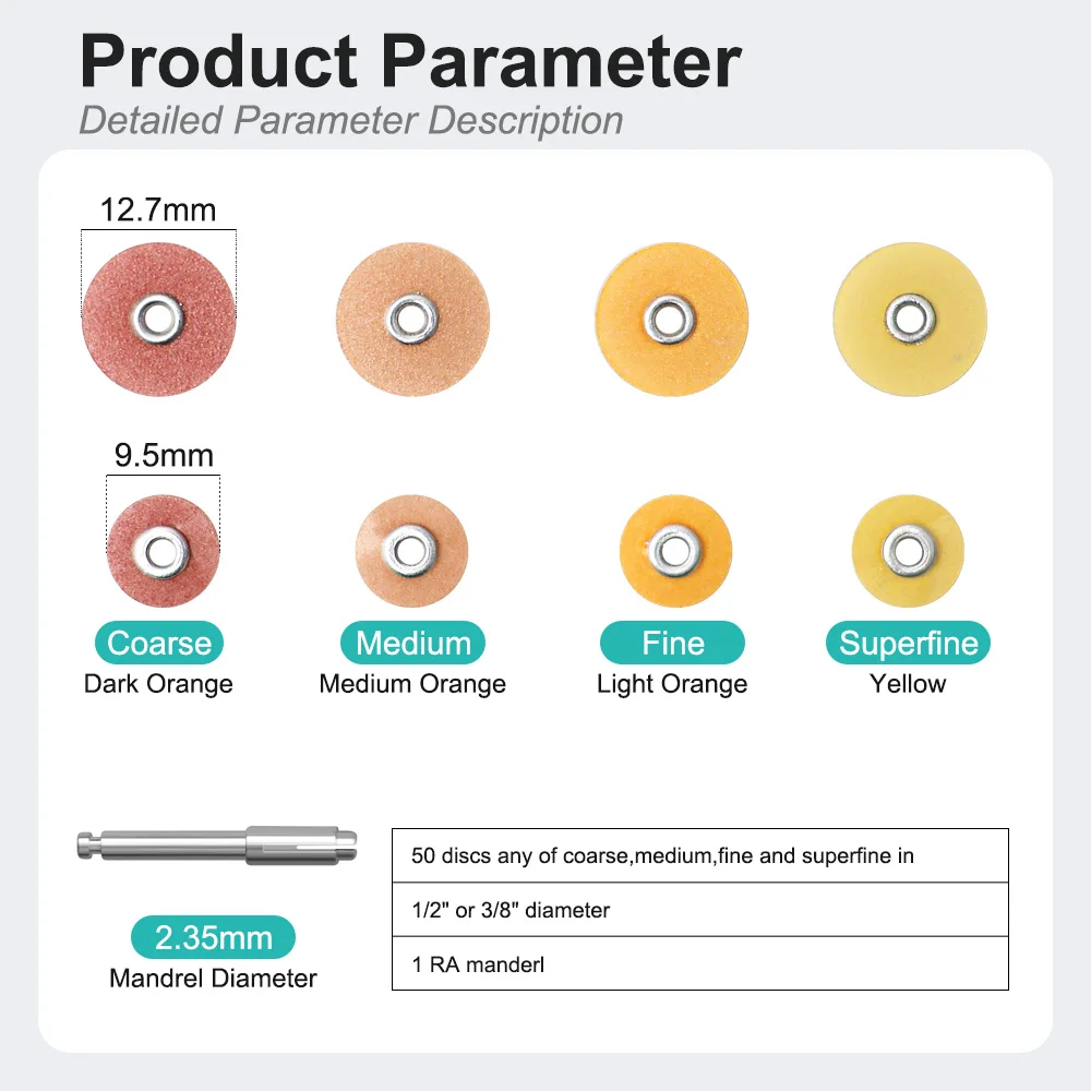 50Pcs Dental Finishing and Polishing Discs Composites Ceramics and Glass Ionomer Restorations 135℃ Autoclavable Dental Materials