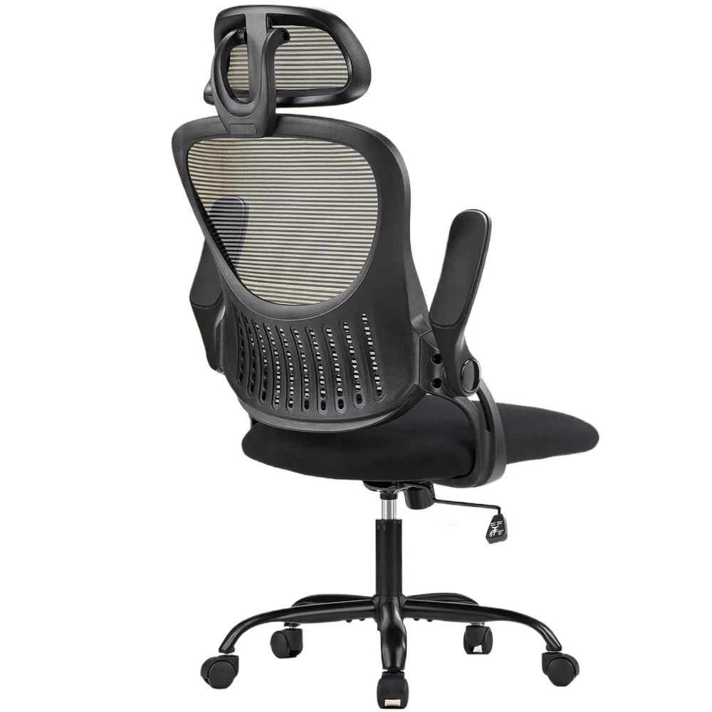 Chaises de Bureau Ergonomiques à Dossier Haut avec Roues et Repose Tête Réglables, Chaises de Travail Roulantes en Maille, 20.08Dx20Wx53H