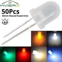 50PCS 10mm Round Ultra Bright Diffused Led Diodes Signage Decoration Advertising Lamp DIY Lights Interior Building Illumination