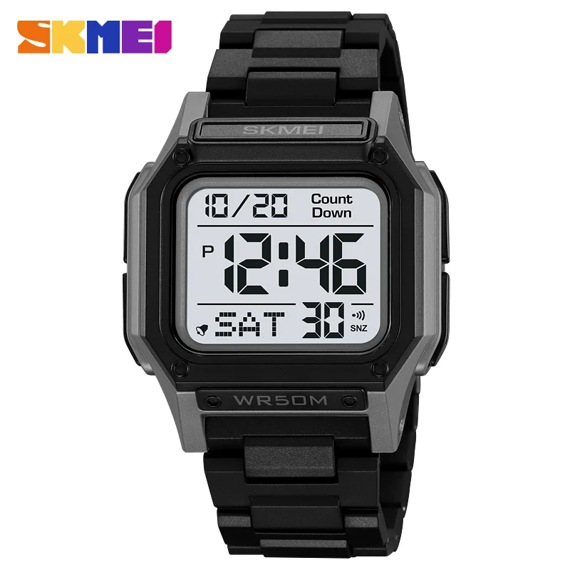 SKMEI New Digital Sports Back Light Stopwatch Watches Casual Countdown Wristwatch For Mens 5Bar Waterproof Alarm reloj hombre