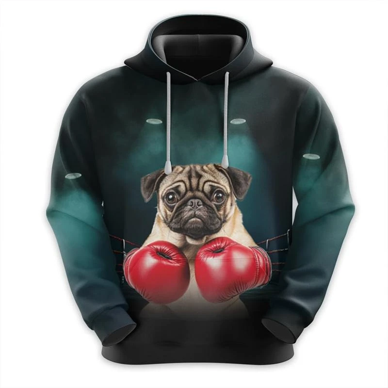 

Funny Animal Boxing Hoodie Mens Clothing 3D Printed Cool Pullover Hoody Fashion Streetwear 2024 Autumn Long Sleeve Sweatshirts