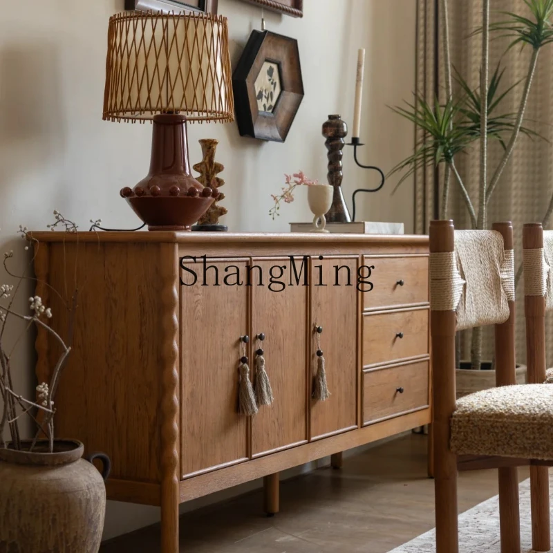 

DHY retro solid wood dining side oak cabinet log wind medieval TV cabinet