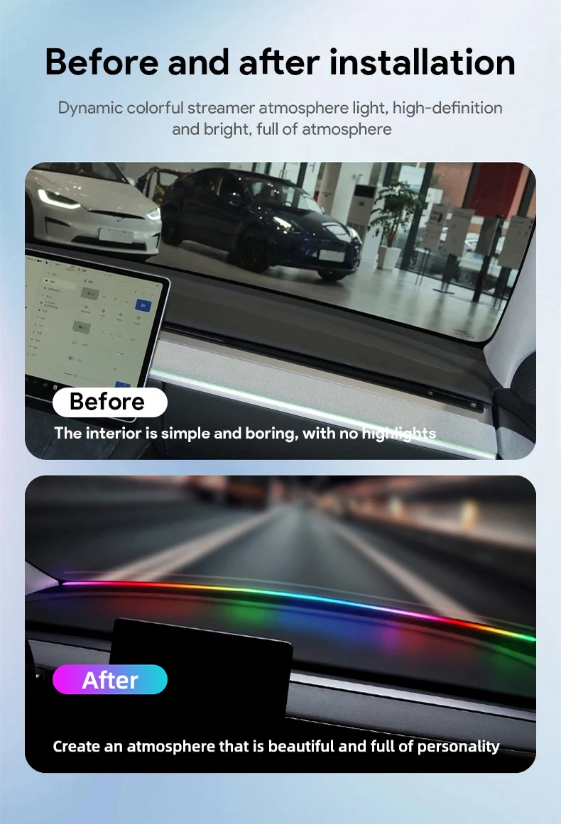 Front Windshield LED Car Interior Lights 150cm RGB USB APP Control Remote Symphony Lamp Universal For Tesla BMW Audi Volvo GLC - Image 3