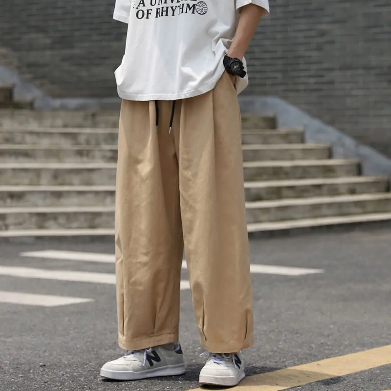 

Khaki Workwear Pants Men Summer Thin Cotton Linen Straight Leg Wide Leg Casual Long Trousers y Sle Faionable Youthful