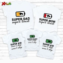 Super Dad Mommy Baby T Shirt Matching Family Outfits T Shirts Kids Party T-Shirt Clothes Family Look Outfit Familia  Mother Kids