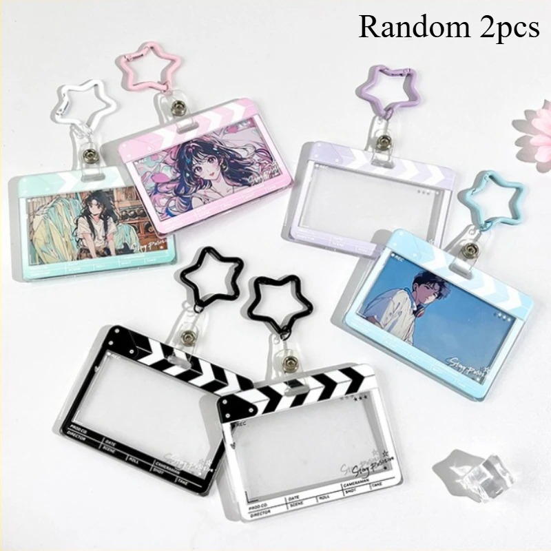 

2pcs Slate Shaped Horizontal Slide Card Cover Student Card Storage Cover Card Protective Cover Backpack Decoration