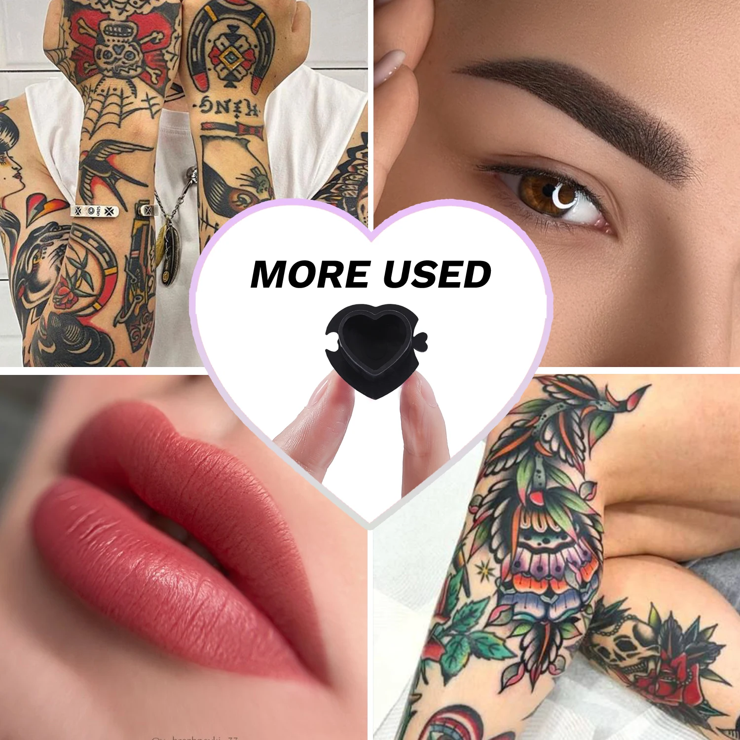 200/100/50 قطعة شكل قلب الوشم الحبر كوب متعدد الألوان المتاح الإبداعية تجميل دائم الصباغ حامل غطاء الحاويات #6