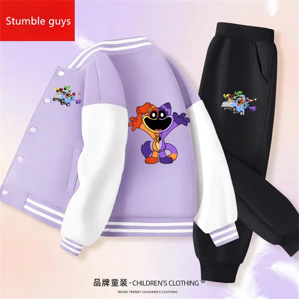 Smiling Critters Hoodie Set Kids Boys Clothes Girls Baseball Uniform Thick Coat Anime Narutos One Piece Sonic Warm Jacket Tops