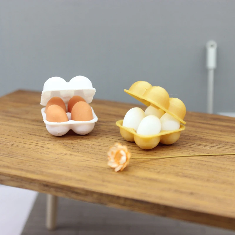 1:12 Dollhouse Simulation Egg Tray Egg Box With Eggs Dollhouse Kitchen Food Decoration Miniature Life Scene Accessories