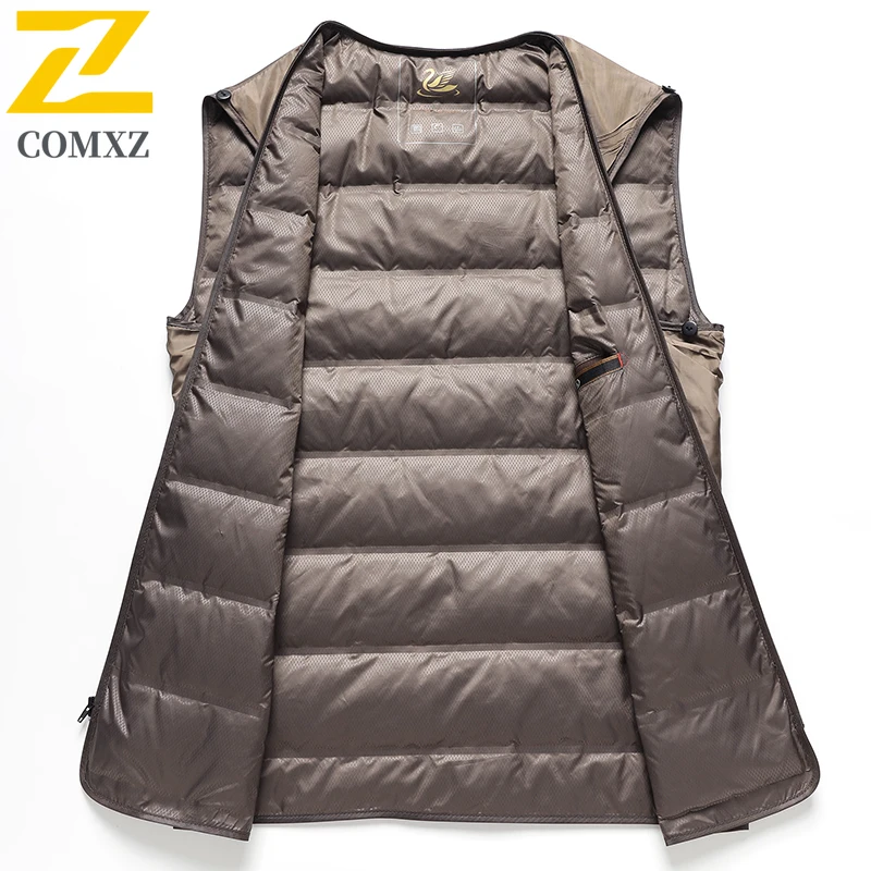 COMXZ Mens Down Jacket Notch Collar Korean Style Lightweight Puffer Coat Classic Detachable Inner Layer Warm Winter Wool Jackets