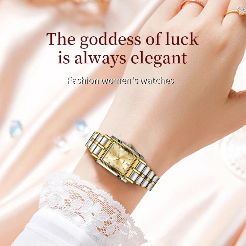 ساعة رجال الأعمال الماسية الفاخرة أزياء الحد الأدنى مستطيلة الفولاذ المقاوم للصدأ للماء كوارتز ساعات المعصم ساعات الزوجين