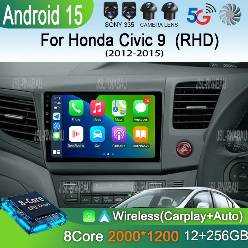 

Android 15 Car Stereo Radio Multimedia Wireless Carplay Android Auto For Honda Civic 9 2012 2013 2014 2015 2 din GPS DSP WIFI