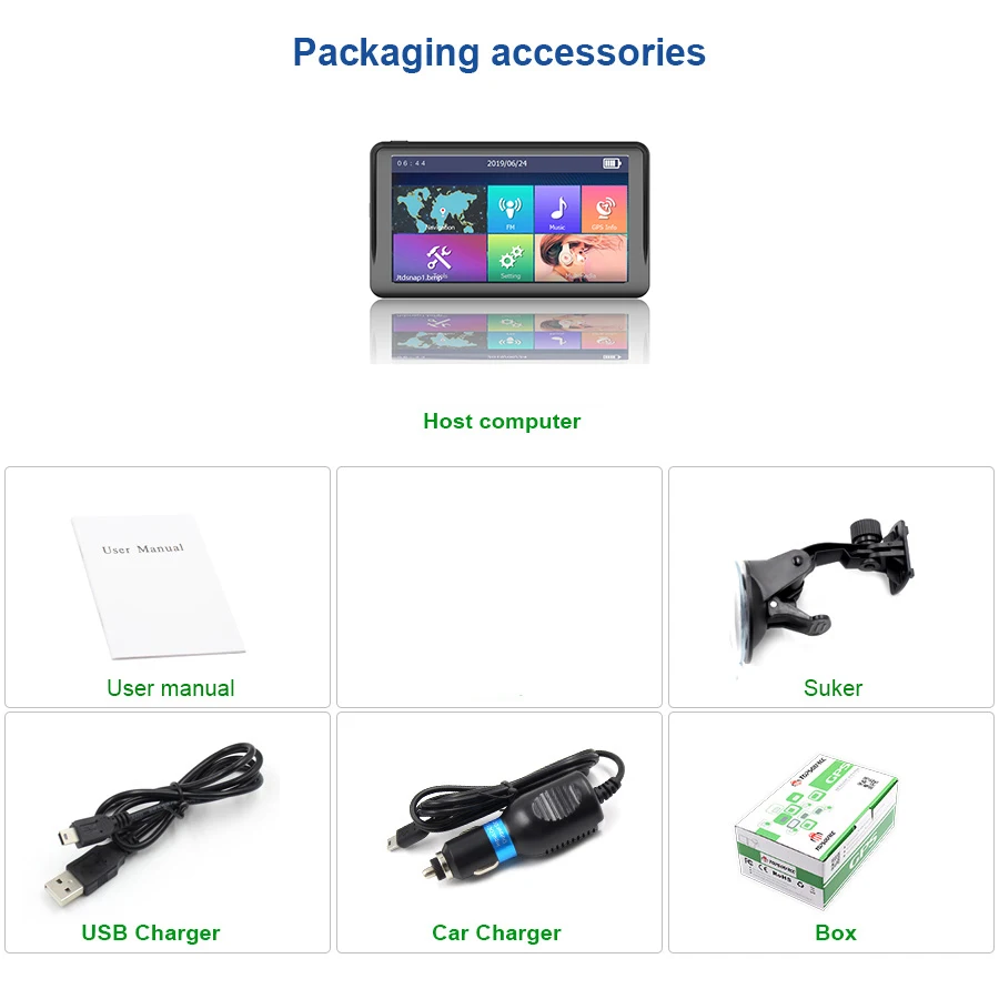 لبايونير سيارة لتحديد المواقع والملاحة 7 بوصة HD اللمس 256 ميجابايت رام 512 متر ROM 8G AVIN BT 800 X480 ويندوز CE6.0 شاحنة الملاح DDP 7 أسبانيا