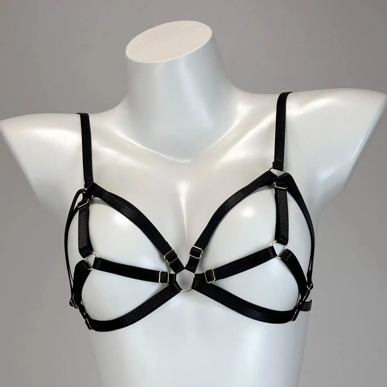 

Sexy Bandage Bras Binding Sraps Lingerie Breathable Sexuable Black Cupless Bra Hollow Elastic Cage Bra Bandage Strappy