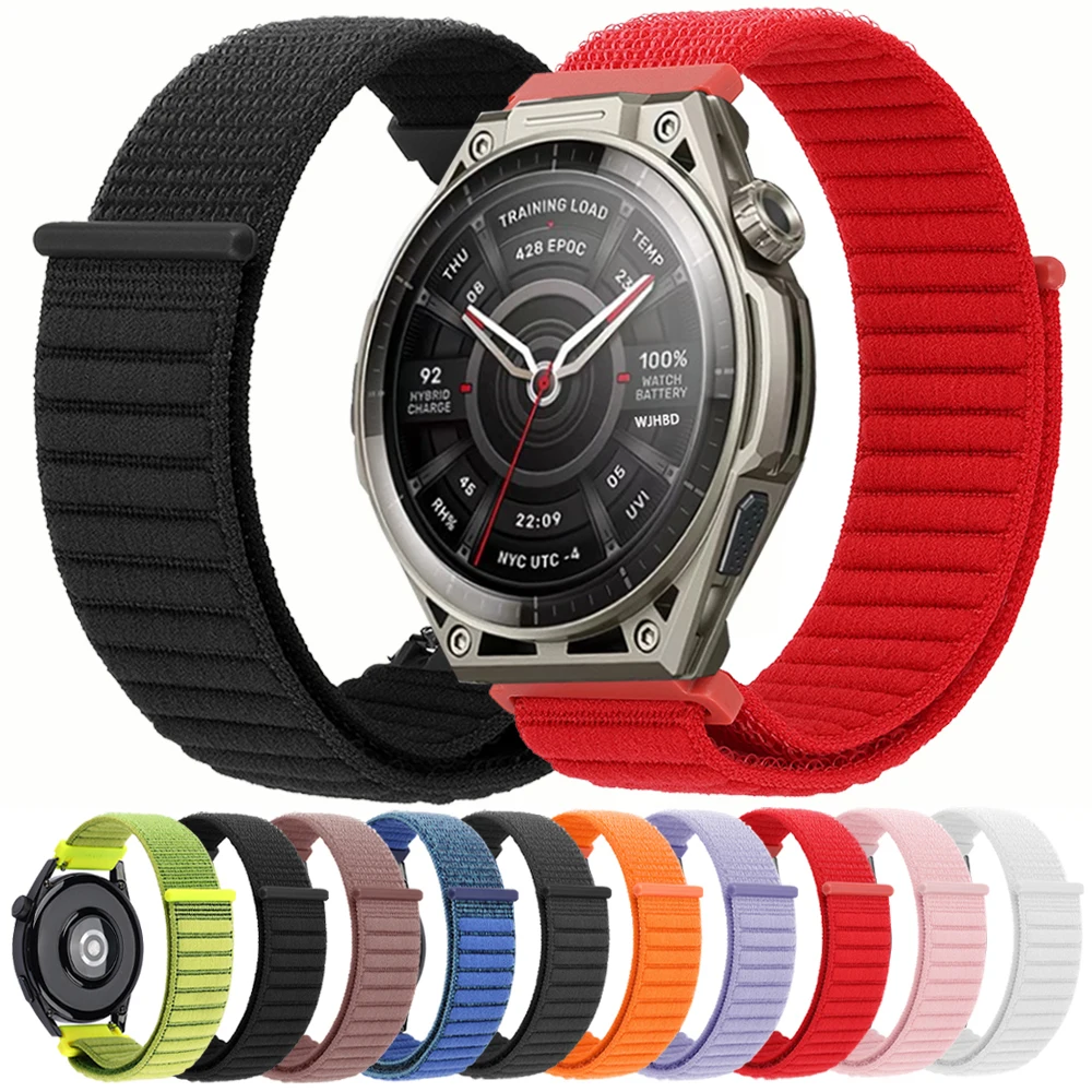 Strap For Amazfit balance Ultra 3 2/Bip Max/6 5/Active 3 2/GTR/GTS4 Nylon Loop Correa Bracelet 20/22mm Quick Release Watch Band