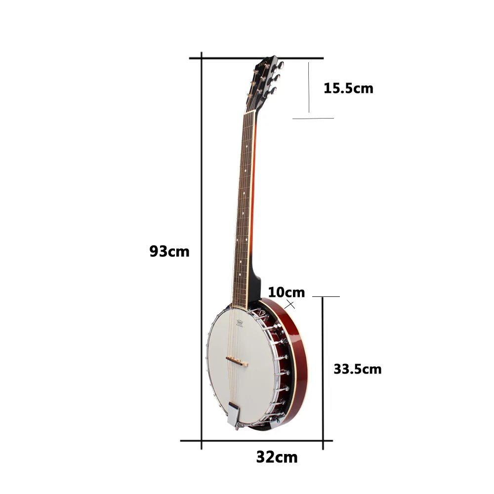 6 strings banjo Imported Rose Fingerboard Banjo 6 Strings Guitar Beginners Musical Instrument Gift with Bag Tuner Strap Parts