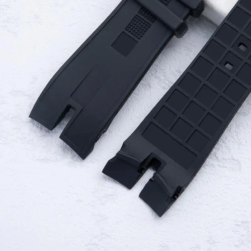 SCHIK 26.5MM Black Soft Nature Rubber Silicone Watchband Watch Band For Roger Dubuis Strap for EasyDiver 46mm dial Logo Pin