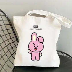 Anime Cartoon Bt21 Peripheral Printed Canvas Bag Fashion New Shoulder Bag Student Fashion Handbag Shopping Gifts for Friends