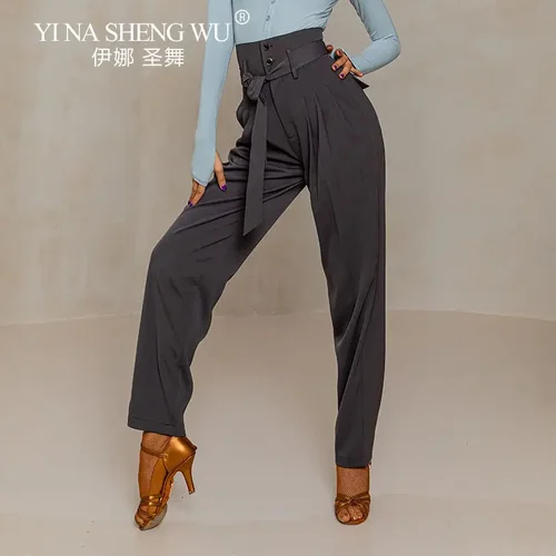 Traje de entrenamiento de baile latino profesional, pantalones, nuevos pantalones de mujer, vendas de cintura alta, traje de Tango para adultos