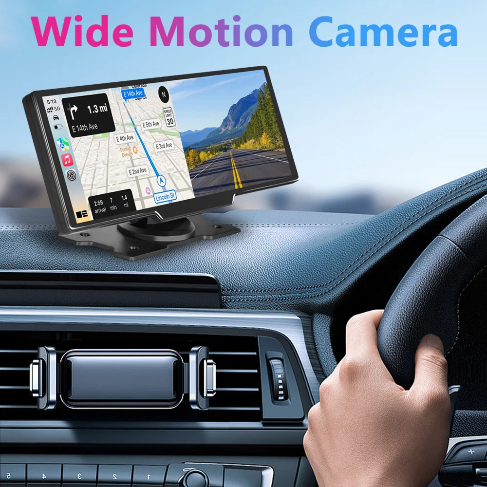 

10" Car Dash Cam Rearview Camera Carplay & Android Auto Wireless GPS Navigation Dashboard DVR Touch Screen MP4 MP5 Video Player