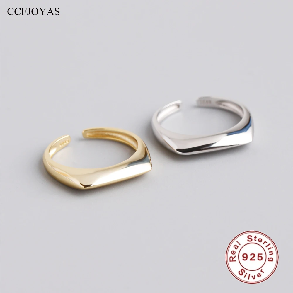 

CCFJOYAS 925 Sterling Silver Open Rings Unsex Simple INS Gold Silver color Fine Finger Jewelry Accessories