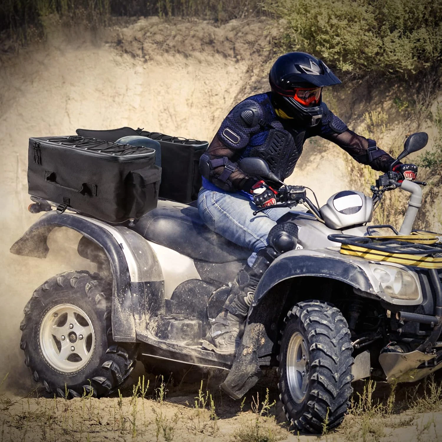 Borsa da sella per moto da spiaggia, borsa portaoggetti per cross-country, borsa posteriore per ATV da montagna con tasche porta attrezzi
