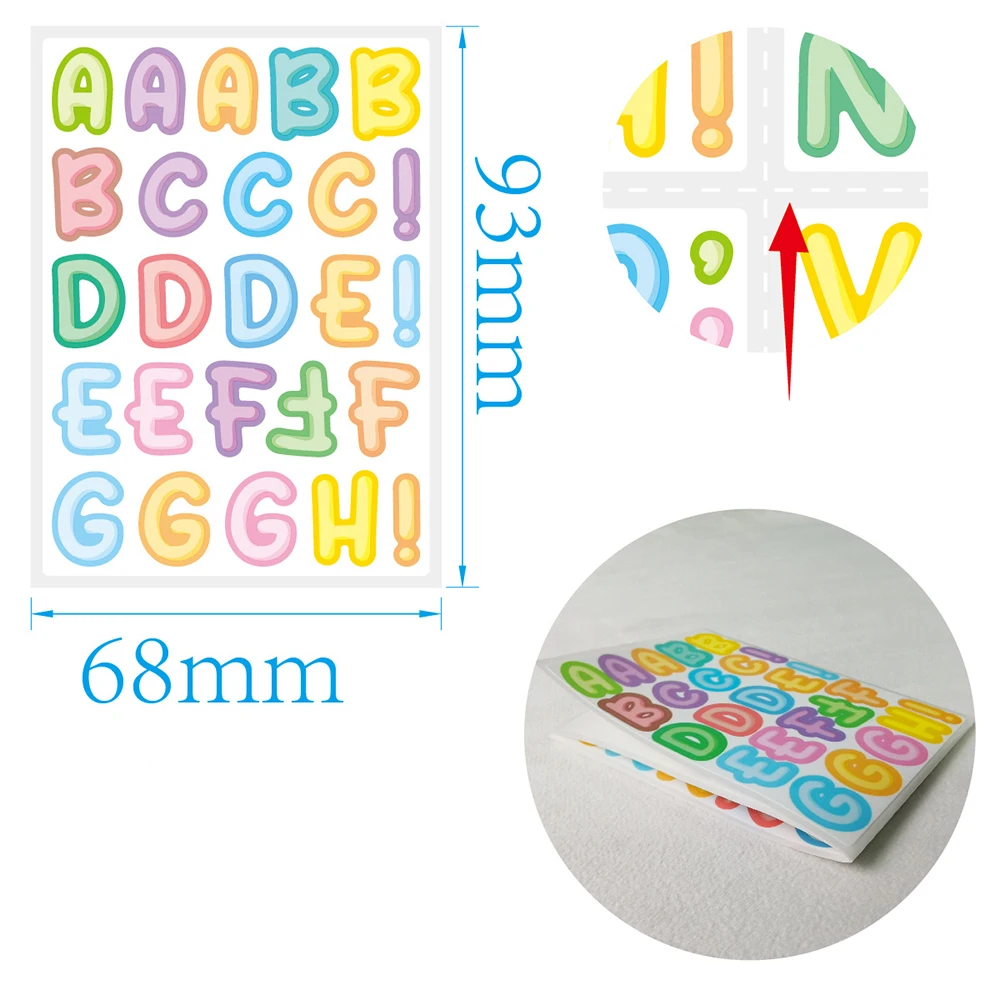 Cartoon Colorful English Letters Label Stickers Diy Cup Lunch Box Mark Waterproof Name Stickers