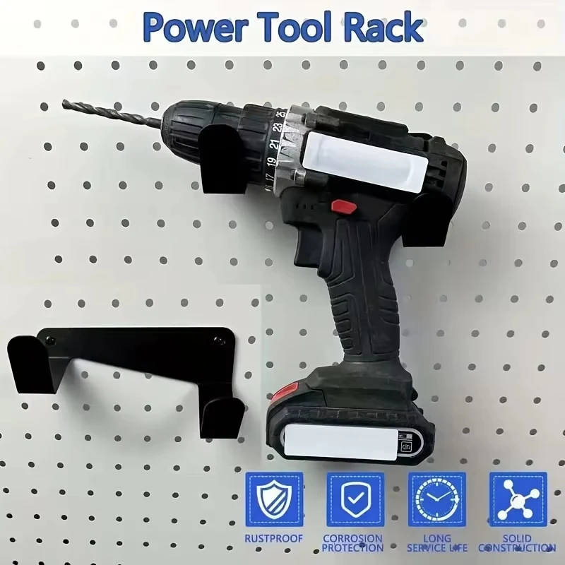 2PCS Wall-Mounted Electric Tool Metal Rack, Drill Wall Storage Organizer for Garage Workbench Pegboard Display and Cabinet Space