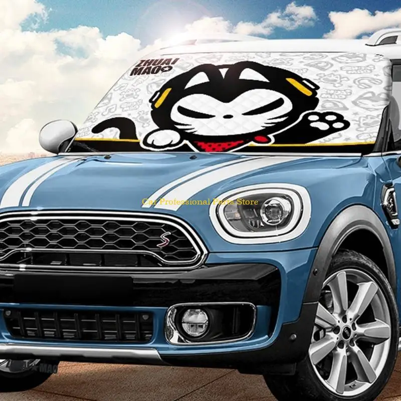 

R53D Car Front Windscreen Cover Automobile Sunshades Cover Car Windshield Snow Sunshades Waterproof Car Cover