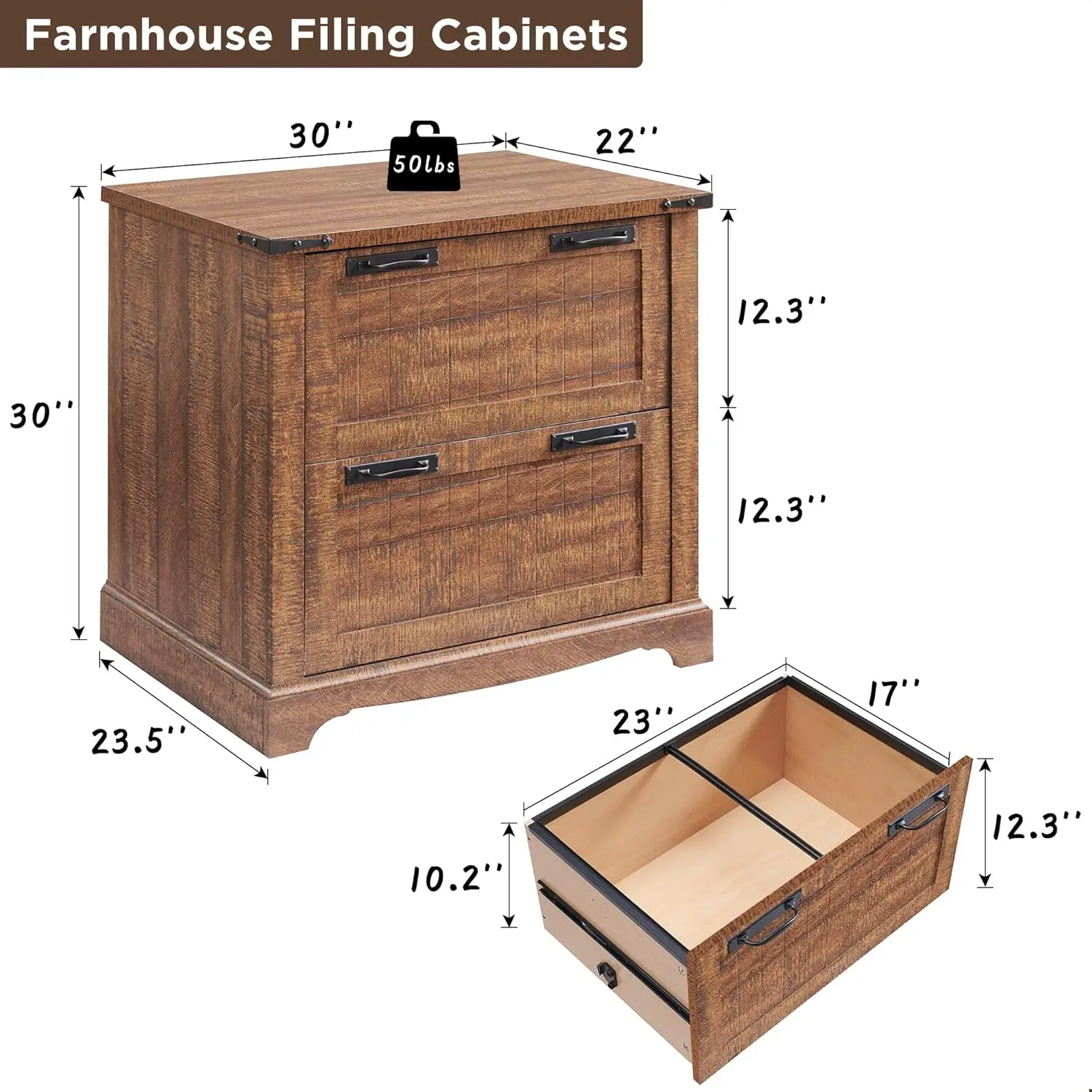 File Cabinet with 2 Drawers, Farmhouse 30