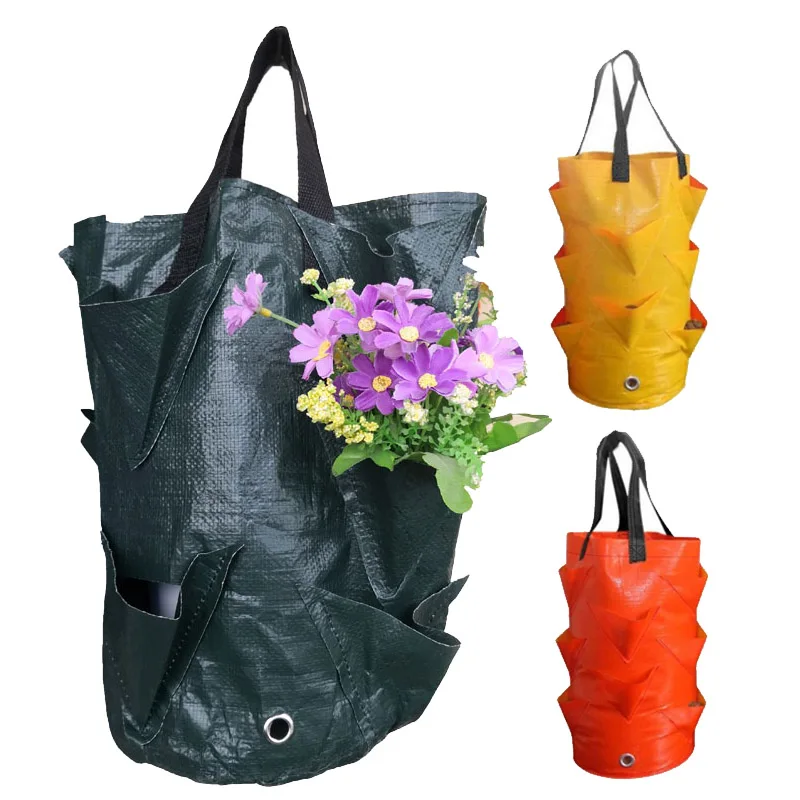 

3 Gallon PE fabric Strawberry Planter grow Bag planter pots Garden wall Hanging Flower Outdoor Tomato planting Container A1