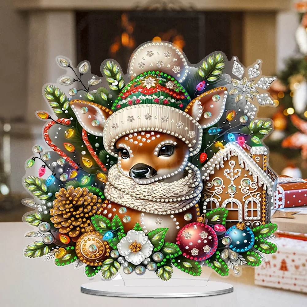 Acryl Weihnachten Lebkuchen Mann Tischplatte Diamant Malerei Ornament Kits Strass Desktop Ornamente für Home Office Dekor
