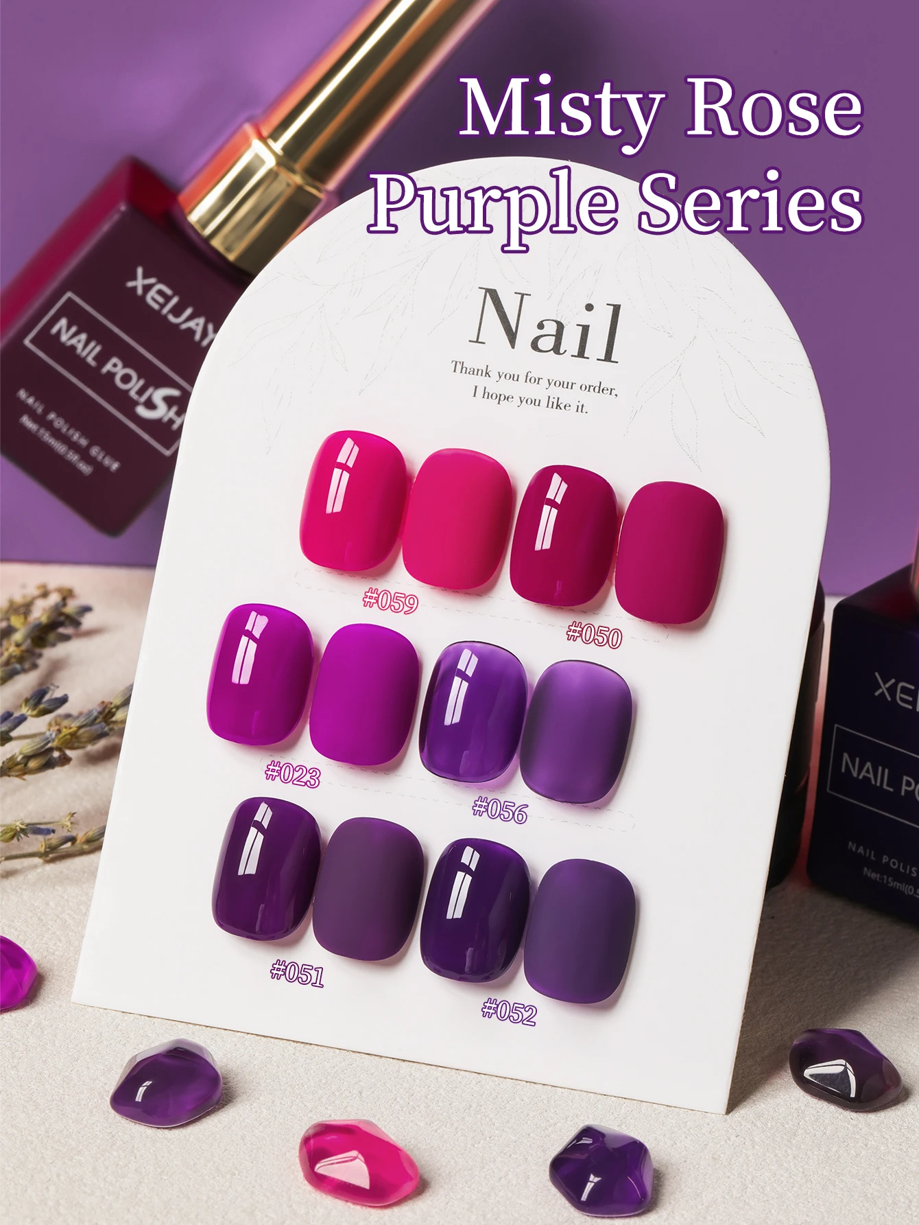 XEIJAYI, 6 uds., 15ml, juego de Esmalte de uñas en Gel, Kits de Esmalte de Gel UV semipermanente rosa y morado, todo para Kit de manicura, Vernis LED UV para remojar