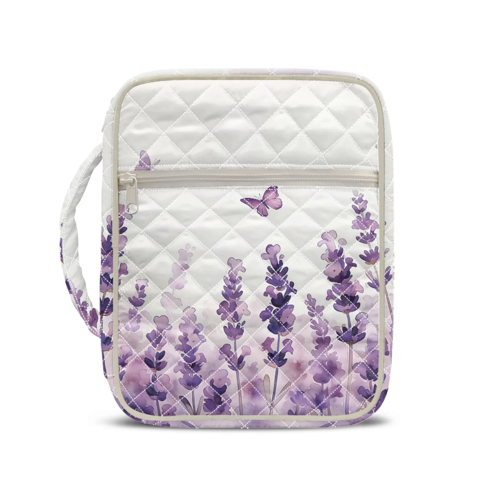 Coloranimal Lavender Butterfly 2026 Collection Quilted Bible Cover Polyester Lightweight Quilted Bible Bag for Scripture Study