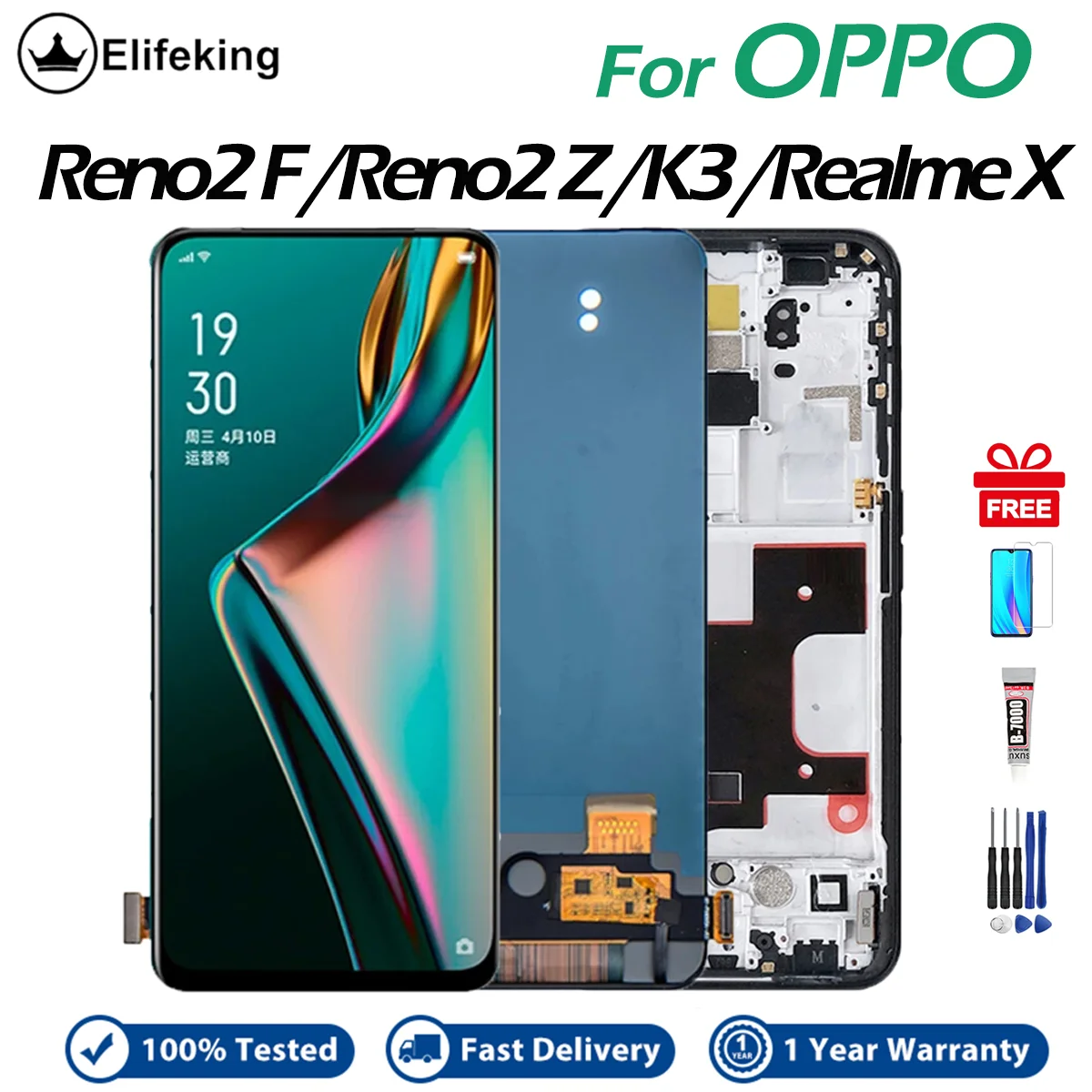 Display For OPPO Reno2 Z / Reno2 F / K3 / Realme X LCD With Touch Screen Digitizer Assembly Reno 2F / Reno 2Z Replacement Parts