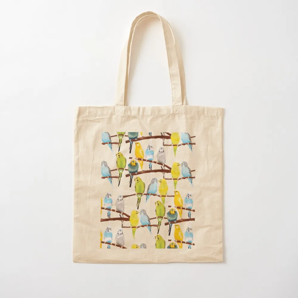 Budgie pattern watercolour Tote Bag Customizable tote bag Portable shopping bag Shopper reusable shopping bags