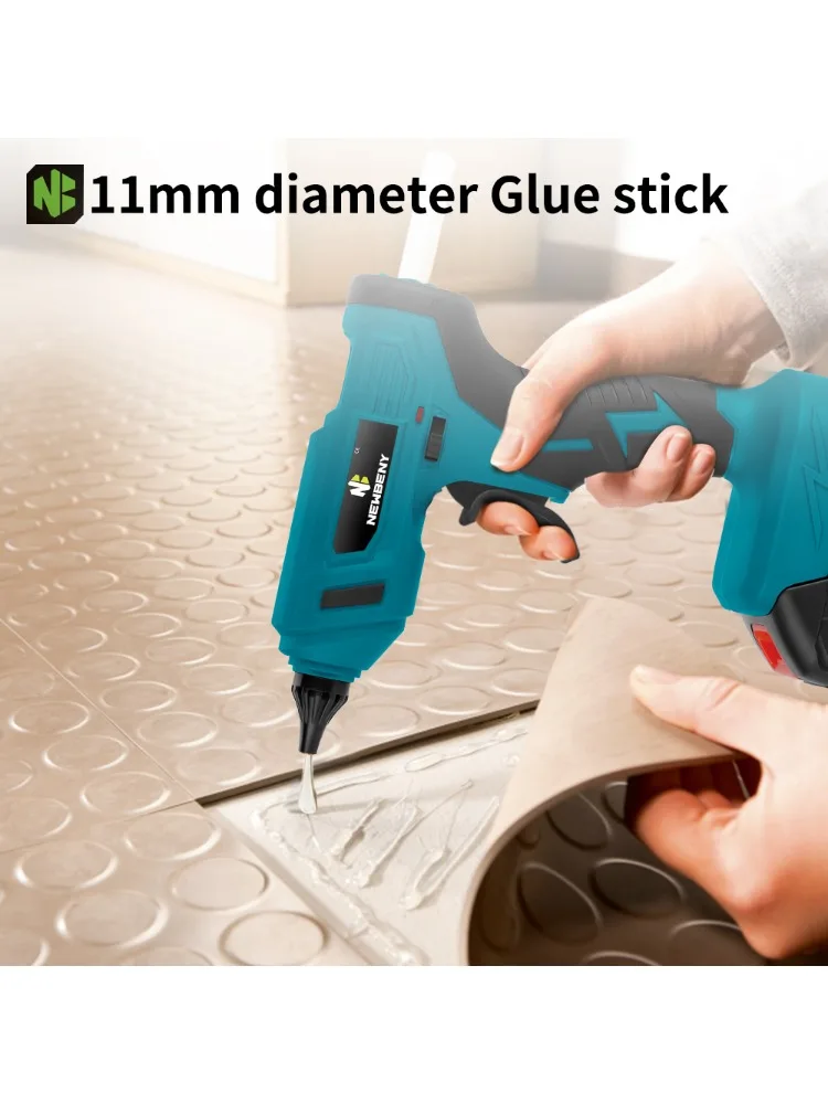 NEWBENY 100W 280 ° Bezprzewodowy pistolet do kleju na gorąco, przenośny, akumulatorowy, z wkładami klejowymi, narzędzie do napraw DIY, kompatybilny z akumulatorami Makita. — 2
