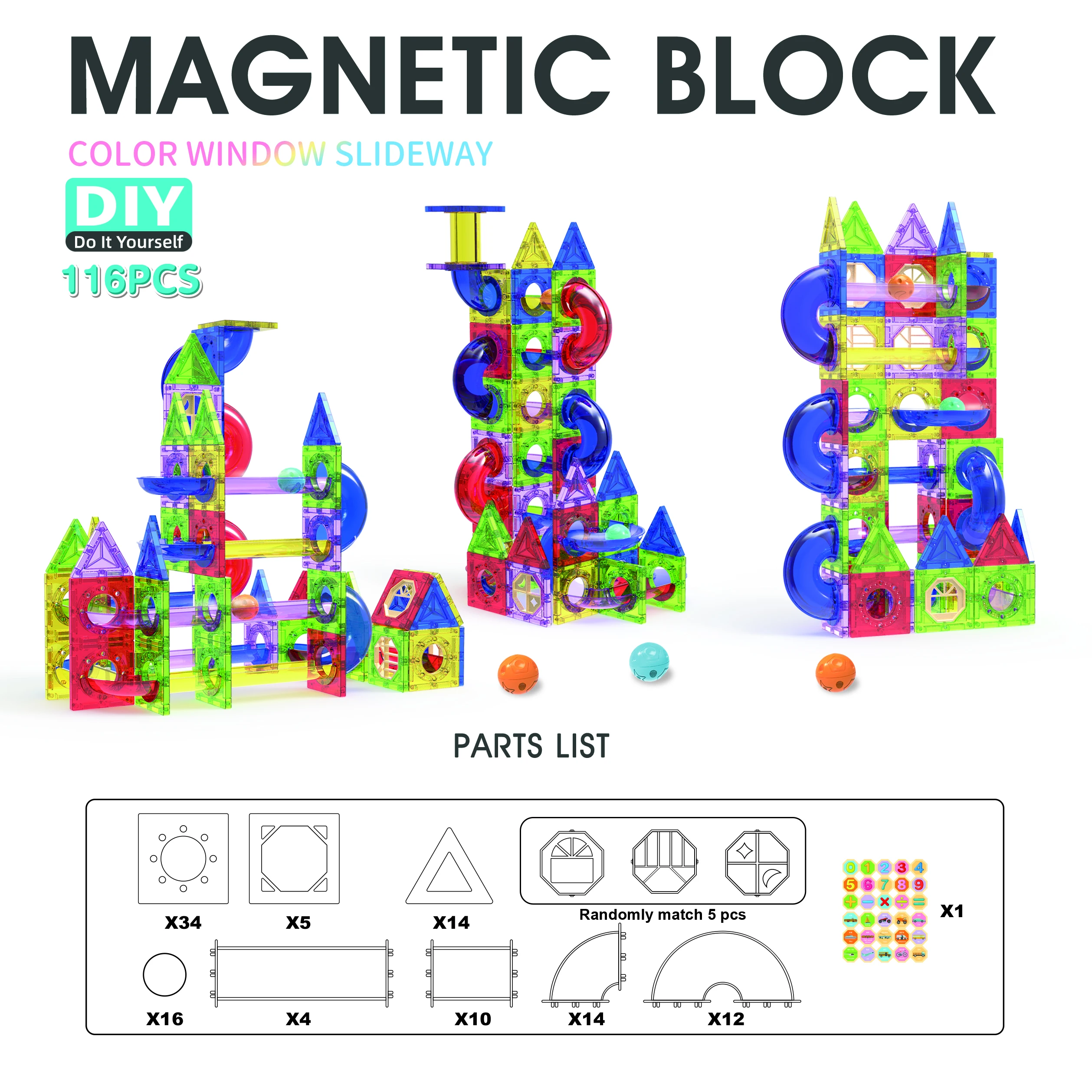 Mini ensemble de voies en marbre-jouet de blocs de Construction de piste magnétique-blocs d'empilage de Construction-jouets éducatifs STEM