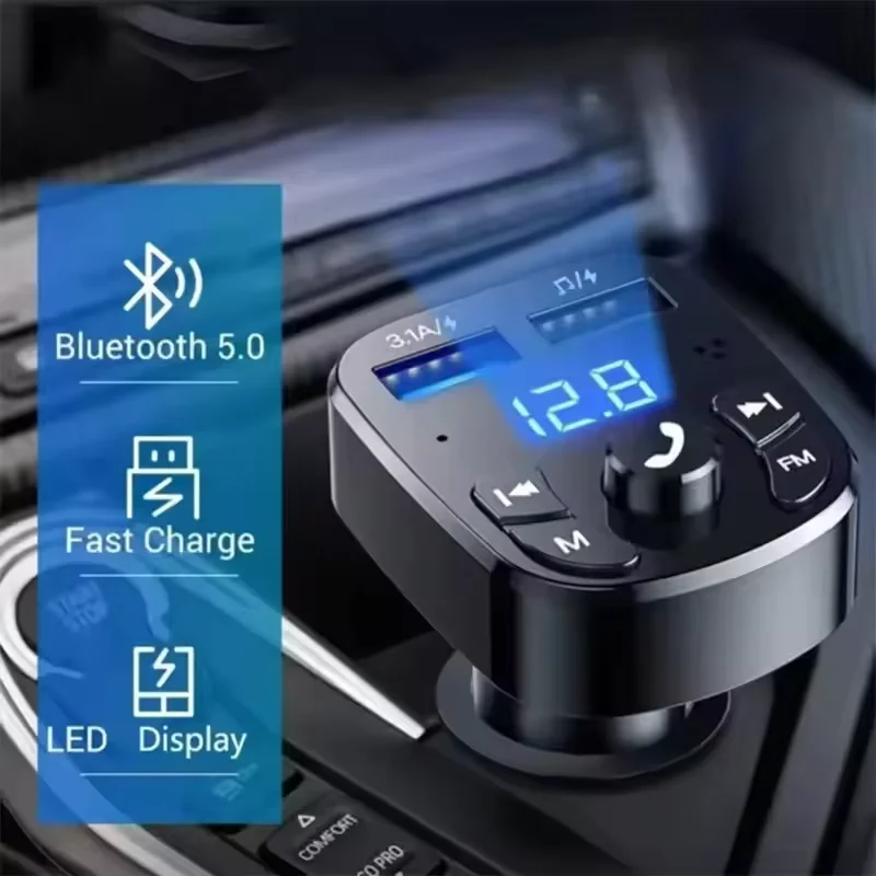 2026 New Bluetooth 5.0 Aux Handsfree Wireless Car Kit Dual Usb Car Charger Auto Radio Fm Modulator Mp3 Player Adapter