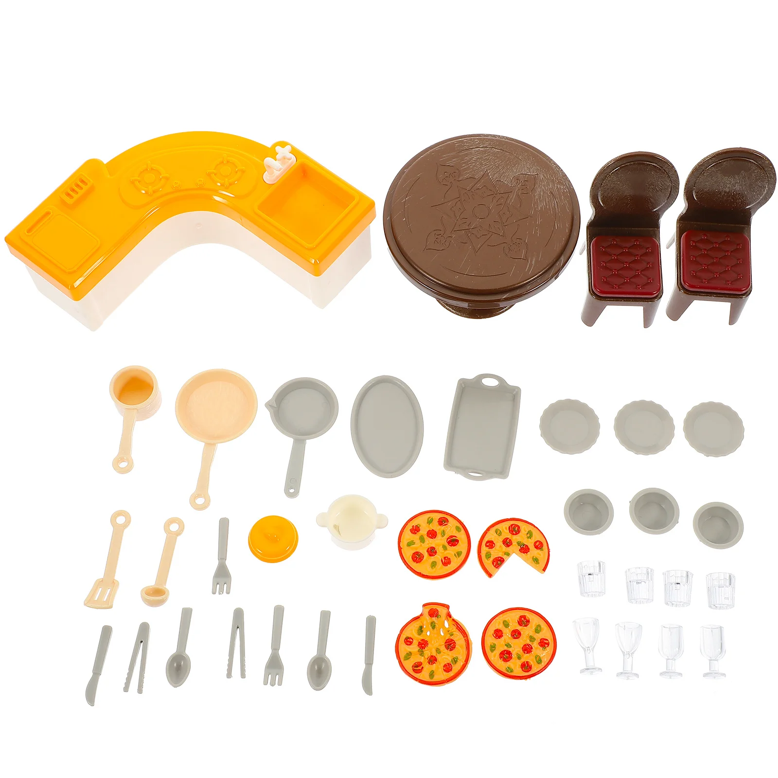 1세트 미니어처 주방 장면 미니 하우스 액세서리 고급 시뮬레이션 사실적인 색상 놀이용 미니 주방 세트