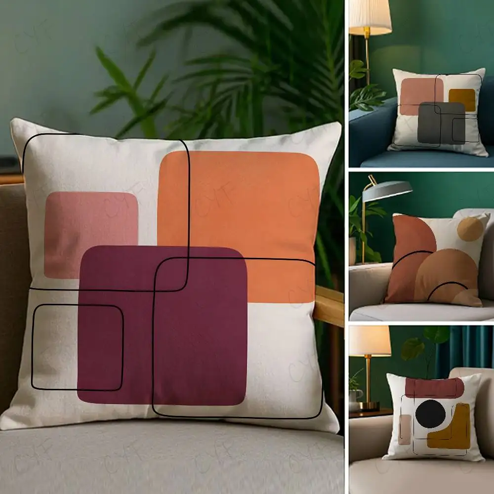 

Geometric square warm color modern simplicity Pillow Case Custom Printed Brushed Fleece Pillow, Baby Skin-Touch, Eco-Friendly Dy