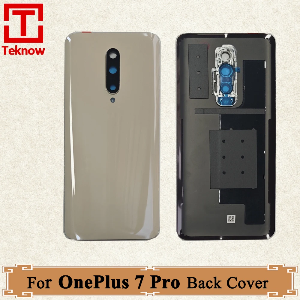 Original For Oneplus 7 Pro 7pro Glass Back Battery Cover Rear Door Housing Panel Case Replace With Camera Len with Adhesive