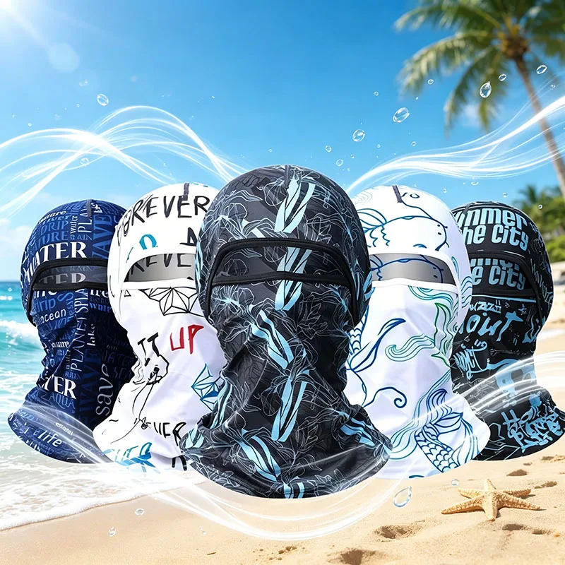 

Summer Cool Balaclava Ice Silk Cycling Full Face Cap Sun Anti-UV Protection Sports Face Cover Headwear Bike Motorcycle Men's Hat