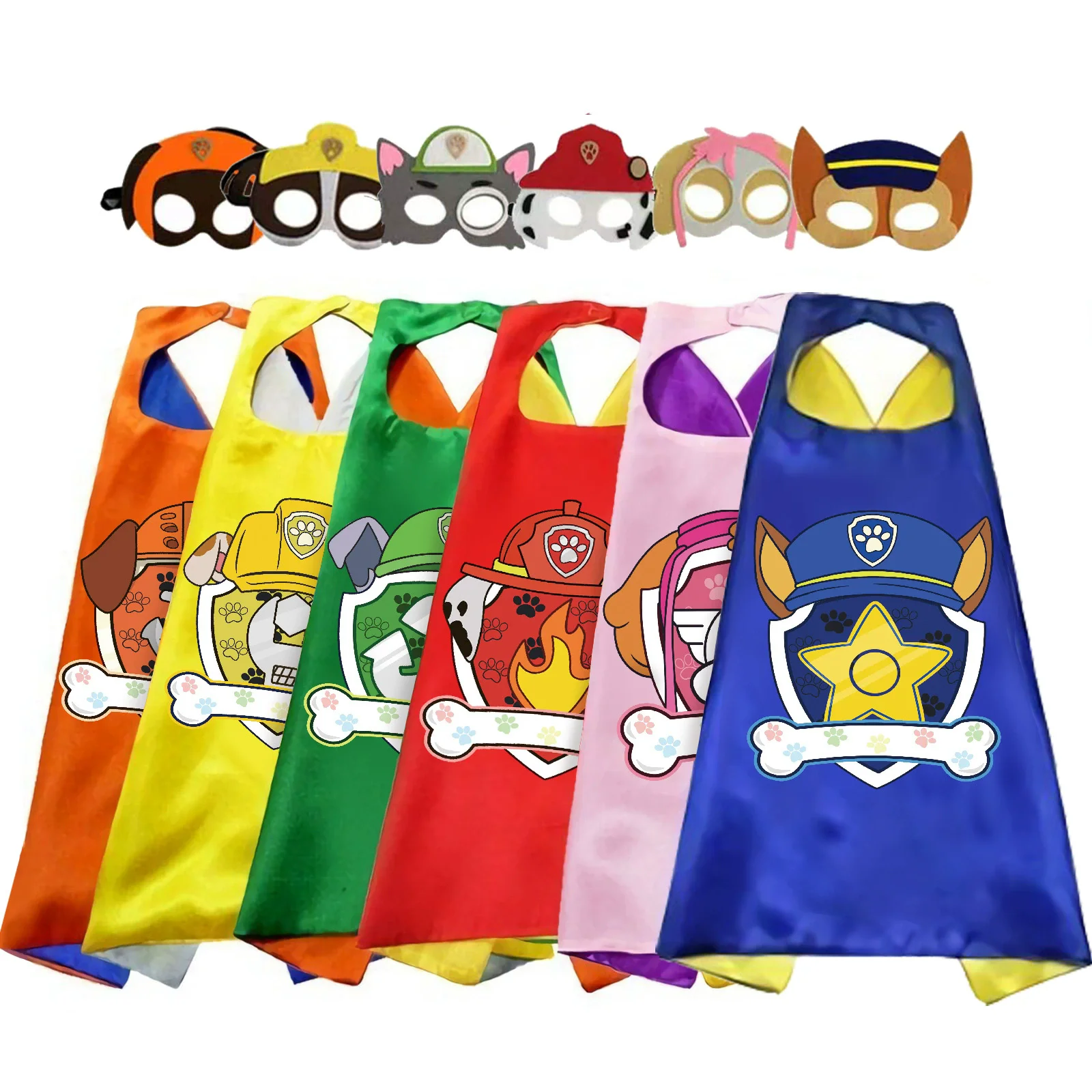 1Set Paw Patrol Cloak Mask Set Halloween Cartoon Character Party Cosplay Costume Mask Cloak Children's Toy Birthday Gifts