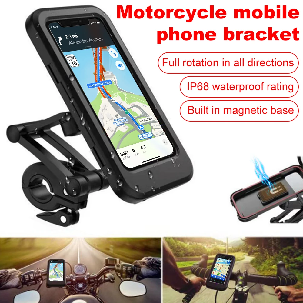 Metal Motorcycle Bike Phone Holder Aluminum Alloy Anti-slip Bracket GPS 360 Swivel Adjustable Motorcycle Cellphone Holder