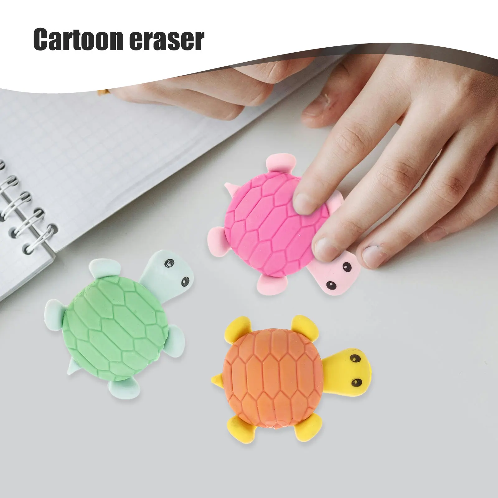 

24Pcs Tortoise Shape Cartoon Eraser Set High Erasing Tool for Students School Kindergarten Party Favors