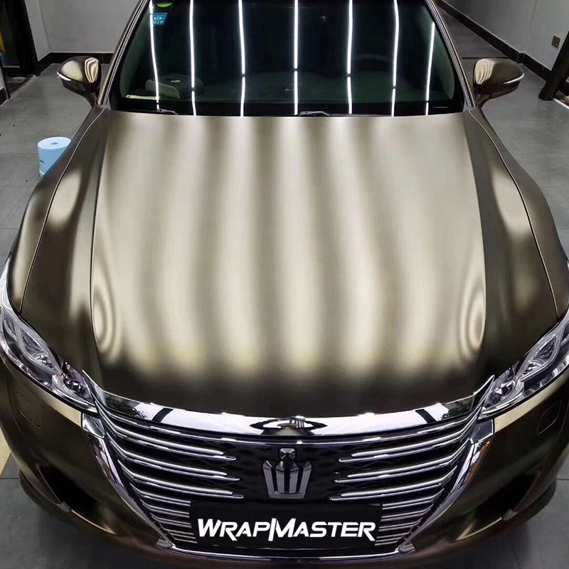 

Wrapmaster 5M/10M/18M Wholesale Matte Lightning Satin Metallic Gold Brown Vinyl Wrap Car Sticker Price