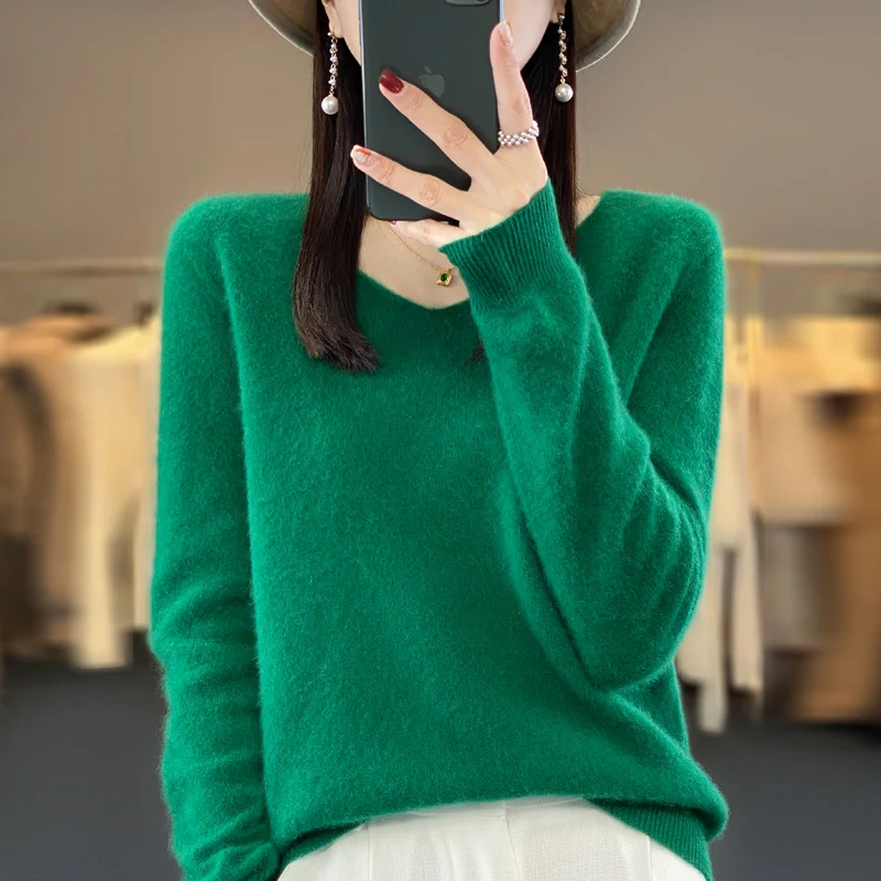 Women\'s Knitted Sweater 100% Beautiful Nuo Wool High Density Top Loose and Comfortable Autumn/Winter Pullover DMR D201