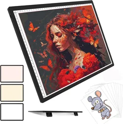 A3 Rechargeable Light Pad, Artist tracing Light Box with Dimmable Brightness,3 Colors, Battery Powered, Side Button