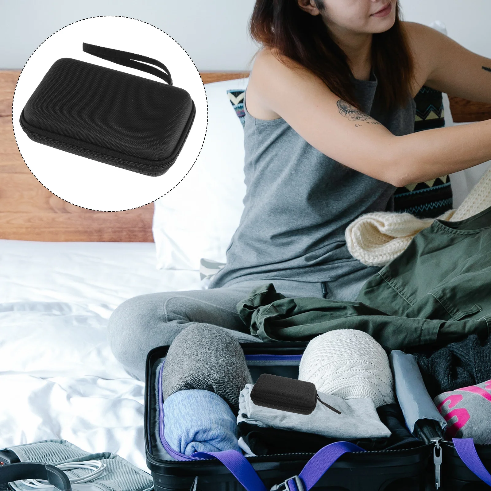 Portable Hard Drive Bag Sling Bags Hearing Case Earphone Organizer Small Storage Box Travel